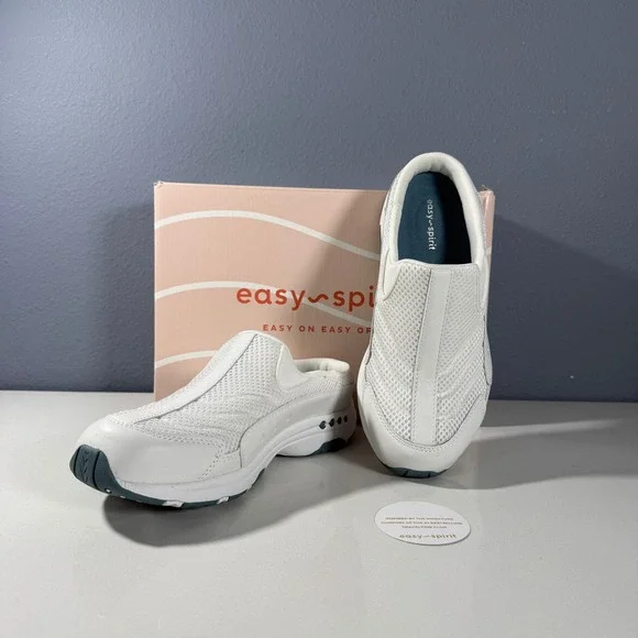 Easy Spirit Traveltime Womens White Leather Mesh Walking Clog Mule Shoes 7WW - Picture 3 of 11